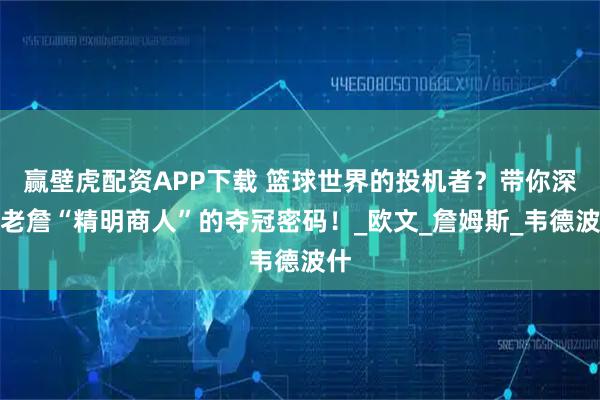 赢壁虎配资APP下载 篮球世界的投机者？带你深扒老詹“精明商人”的夺冠密码！_欧文_詹姆斯_韦德波什